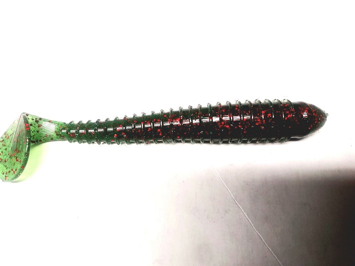 Swimbait Ribbed 4.5 inch ribbed with paddle tail. We call Twisted torpedo -  Get Hooked Magic Baits