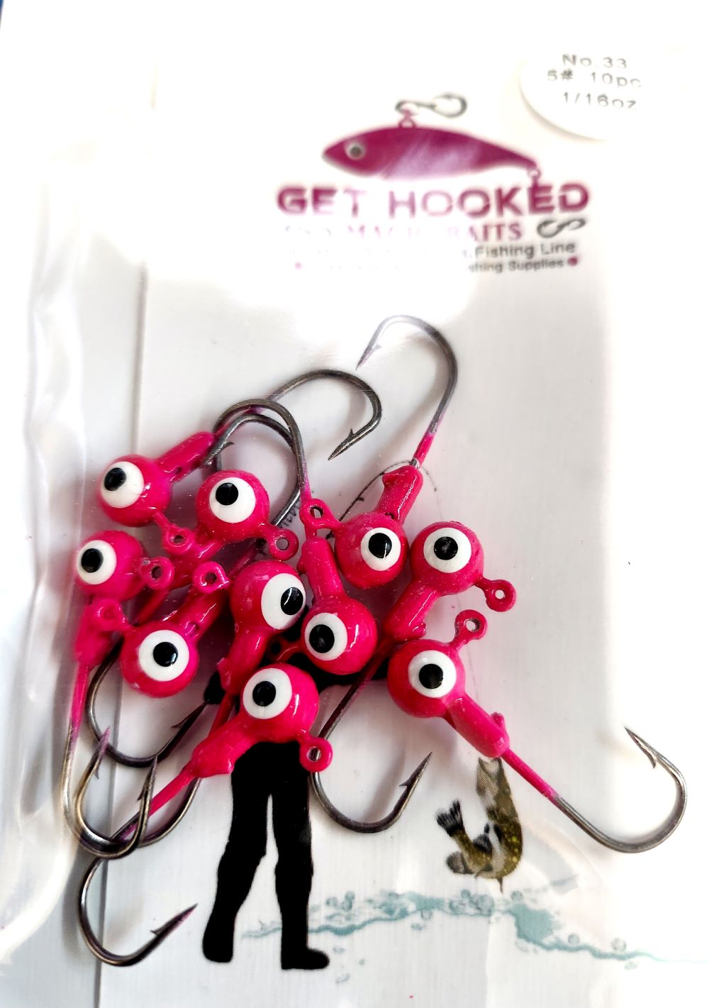 1/16 oz. Horse Head Hot Pink Jig Head with Spinner - 10 Pack